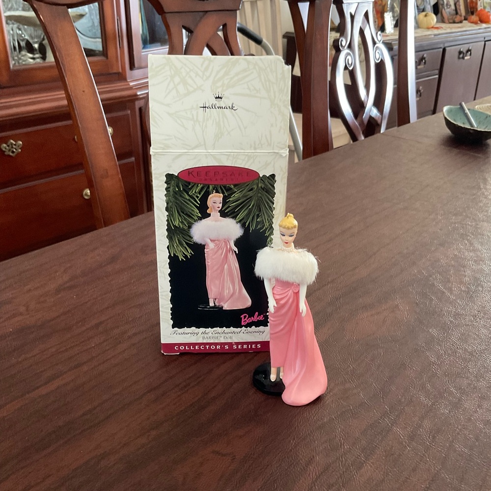 Hallmark Barbie Ornament in Pink and White